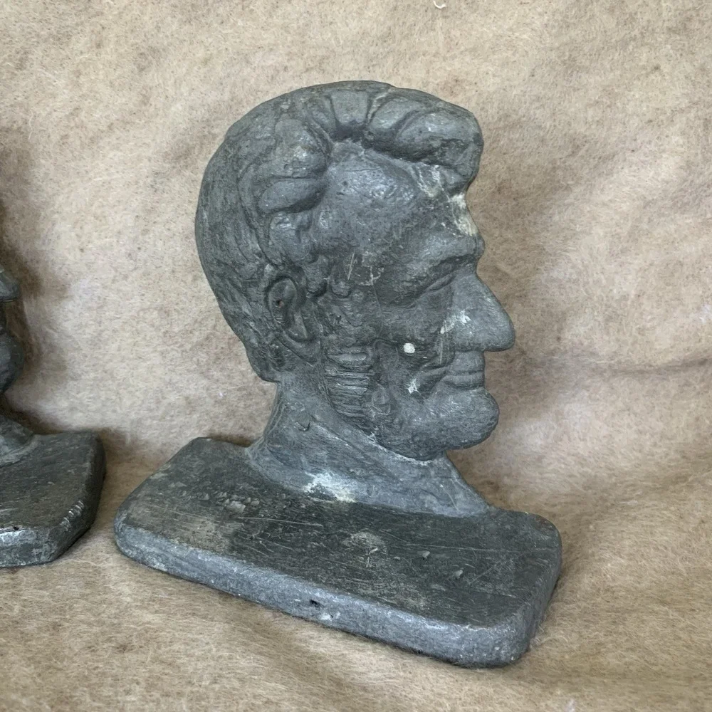 Abraham Lincoln Heavy Bookends Door‎ Stops Lead Metal Antique